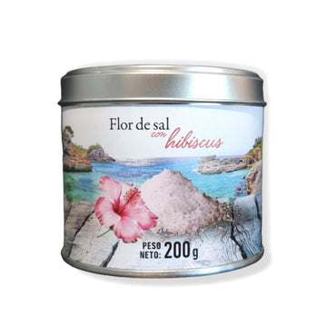GLOSA MARINA Flor de Sal con Hibiscus (Fleur de Sel) Meersalz feinste Salzflocken mit Hibiskusblüten aus Mallorca Spanien (1x200g)