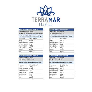 TERRAMAR MALLORCA - Sal Marina Gourmet Salze, 5er Probierset Meersalz aus Mallorca perfektes Gewürze Geschenkset Salzset (5x20g)