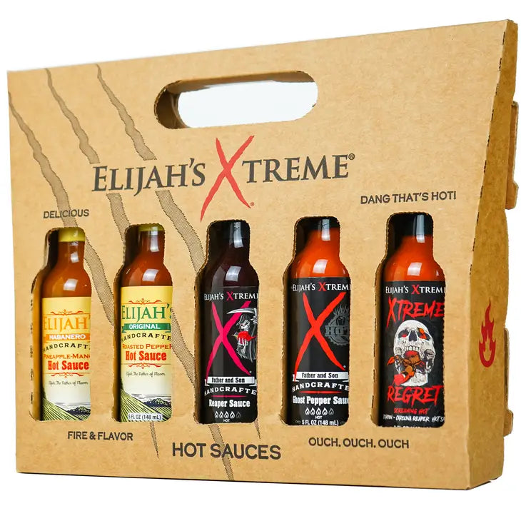 Elijahs Xtreme Hot Sauce gift set mit 5 verschiedenen Sorten