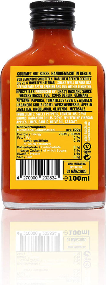 Crazy B Sauce Food Chili Sauce with Habanero Tomatillo – 100 ml  15 000 - 30 000 Scoville