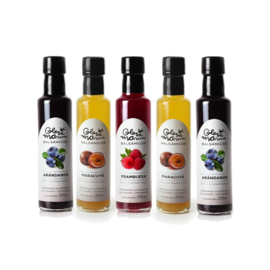 GLOSA MARINA 5er Gourmet Paket *Heidelbeere, Maracuja, Himbeere* - Balsamico Gourmet Essig Creme
