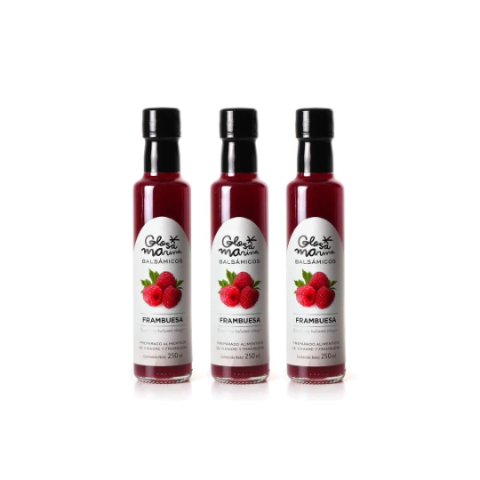 GLOSA MARINA 3er Paket *FRAMBUESA* Crema Balsámica de Frambuesa - Balsamico Gourmet Essig Creme Himbeere